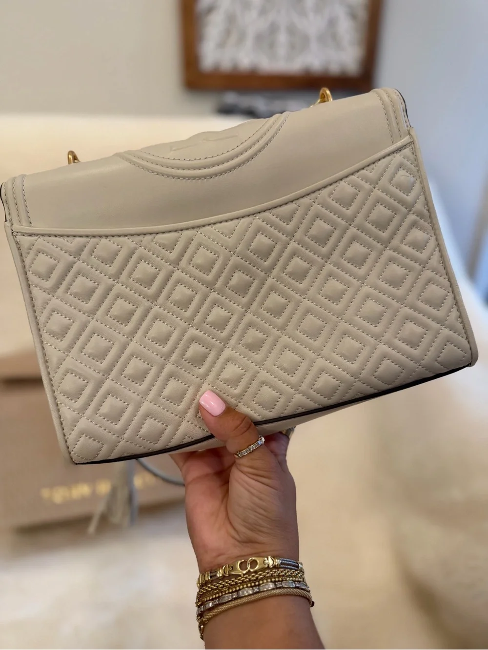 Tory Burch Fleming Luxury White leather bag Tory Burch shoulder bag crossbody